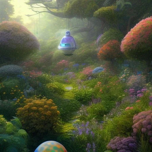 pixar style, volumetric summer garden environment and background, realistic painting of debris ufo, looking excited, volumetric lighting, dramatic lighting, detailed digital painting, extreme dense and fine fur, anime, ornate, colour-washed colors, elegant, small minutiae, tiny features, particulars, centered, smooth, sharp focus, renderman gofur render, 8k, uhd, detailed eyes, realistic shaded volumetric lighting, sunlight caustics, backlight, centered camera view