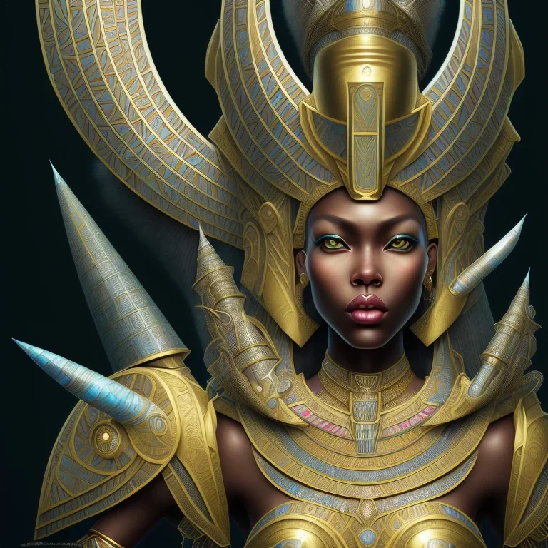 sango fantasy, fantasy magic, intricate, sharp focus, illustration, highly detailed, digital painting, concept art, matte, masterpiece head sexy view black African beauty black afro hair earth lady siver falcon head Egyptian princess pyramid sphinx background