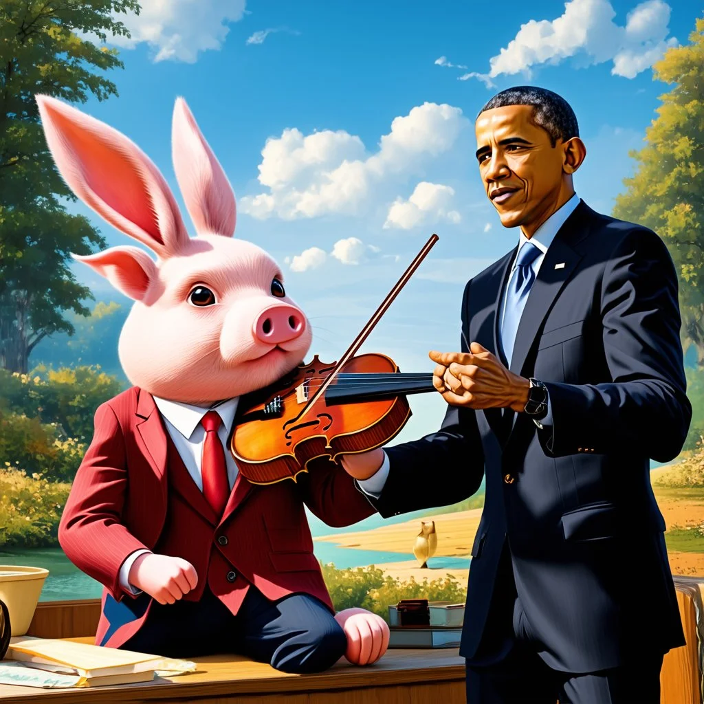 phototorealistic album cover obama obama obama obama, for playing games watching movie pigger pig swine with bucks the bunny playing the violin in the world of spacetime conitiium fallout wastpeland