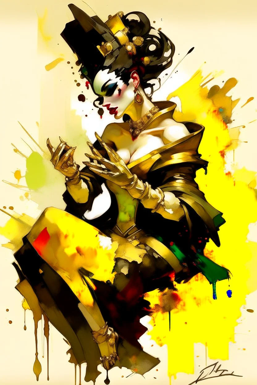 Digital Art of merry harlequin embodying the essence of merriment in a , minimalist approach, influenced by Luis Miranda, Jeremy Mann, Jeffrey Catherine Jones, blends conceptual art with elements of painting and illustration, somber tones, fragmented souls, shadow play, diffuse textures, abstract forms, digital painting, high conceptuality, palette inspired by Jeffrey Catherine Jones, golden ratio composition, fine detail, cinematic lighting.