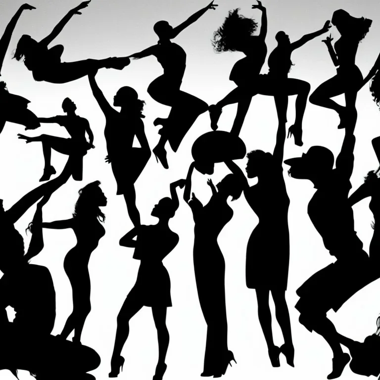 Jazz dancers, Silhouettes, gestures