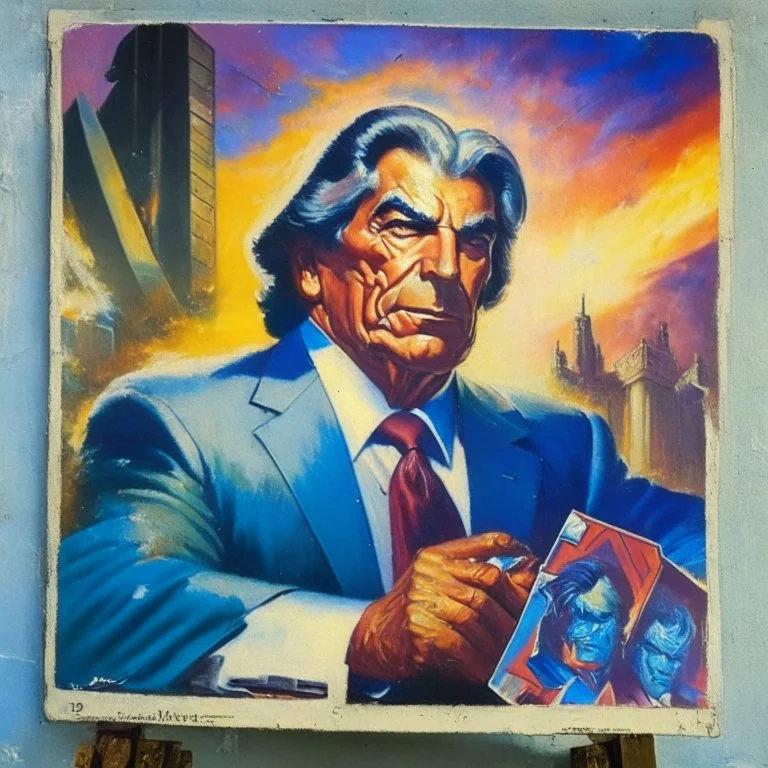 Vintage 1980 Transformer president of uruguay painting in magic the gathering style