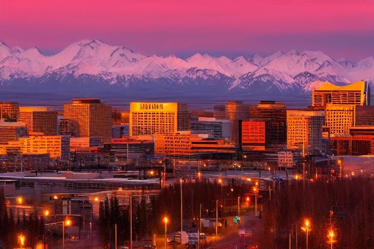 Anchorage, alaska, downtown, sunset