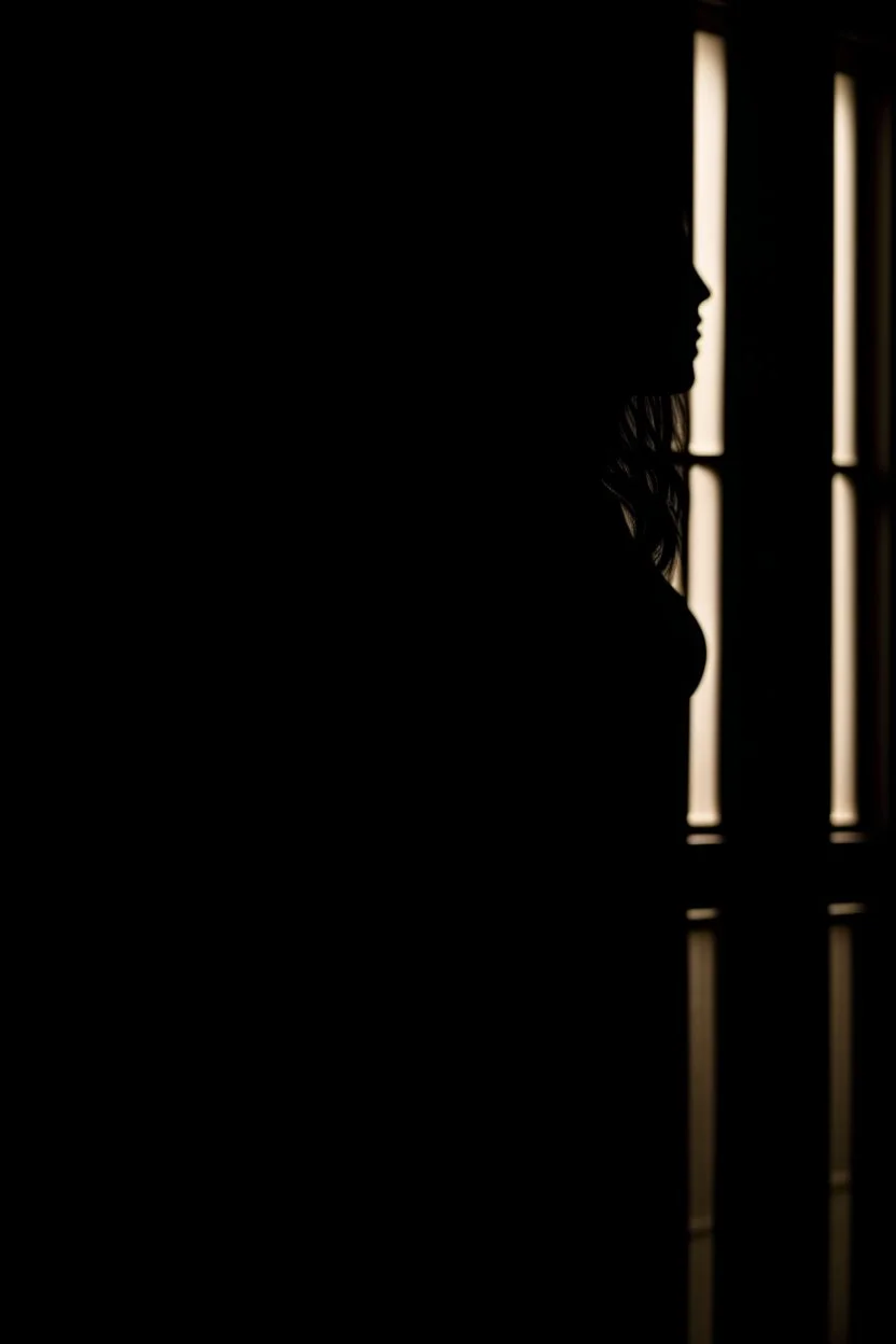 silhouette of female body in window