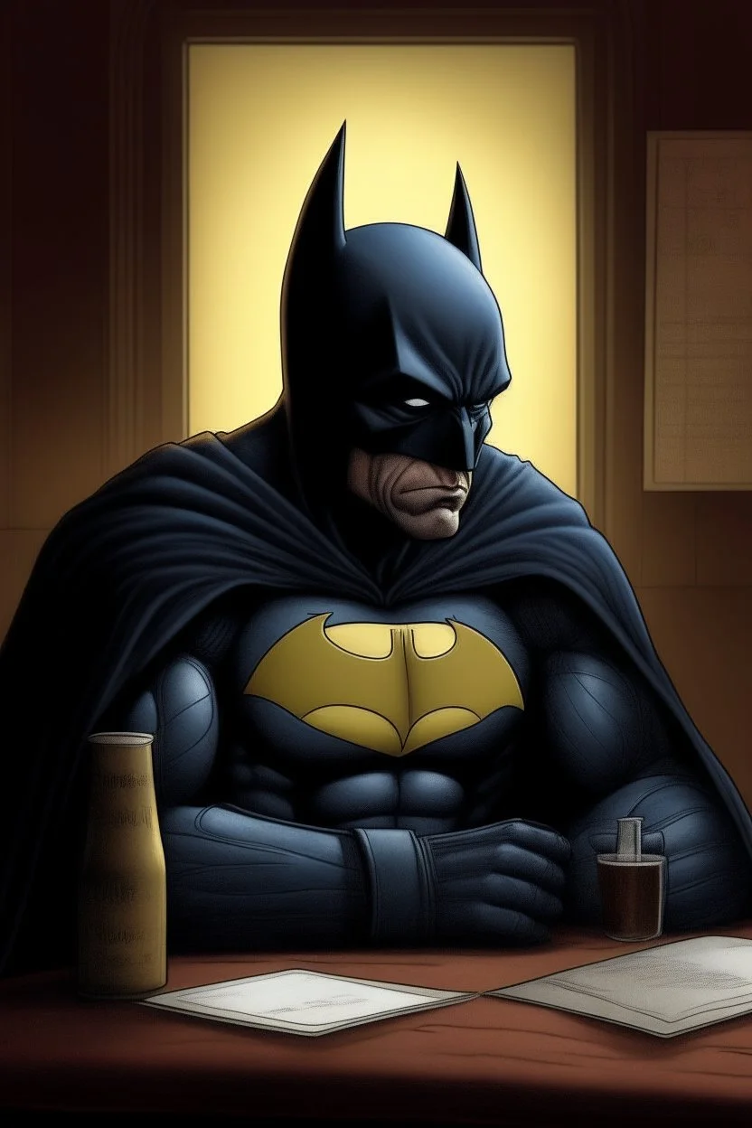 depressed batman drinking old pub magazine cover