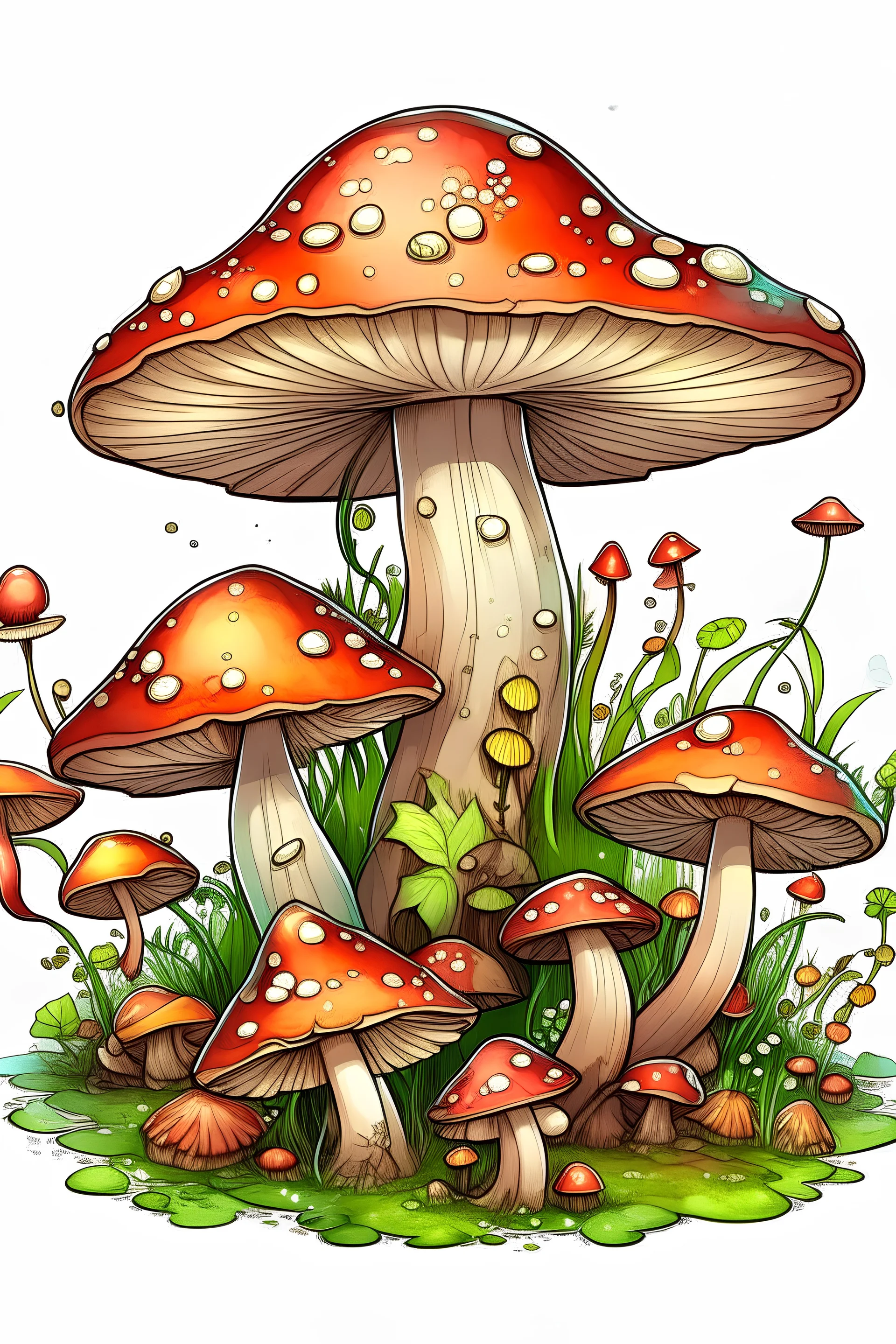 coloring book,Fairy Ring Mushroom ,no background,hd