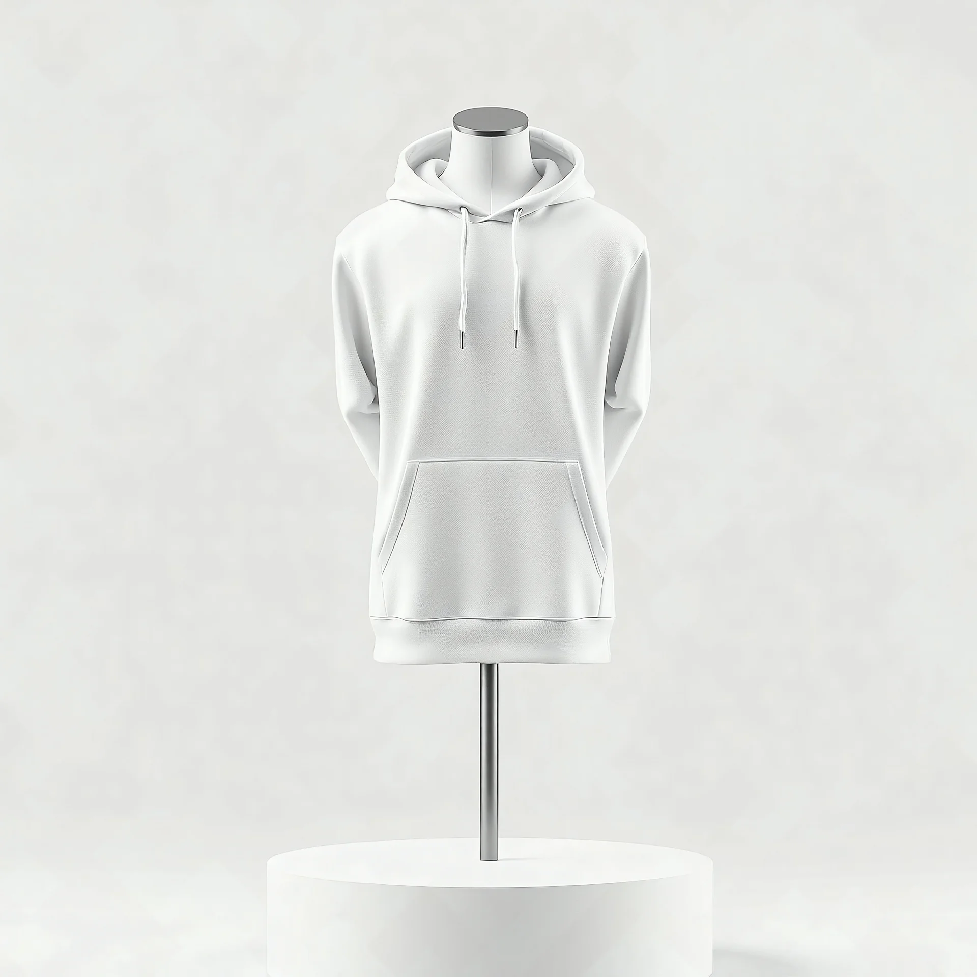 mockup 3d white plain hoodie with mannequin placed on podium, isolated neutral background, Ai generated Images