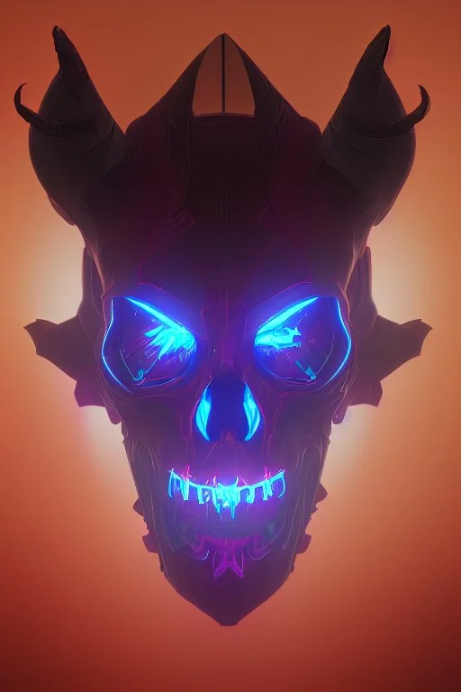 a devil's skull with circuitry for horns