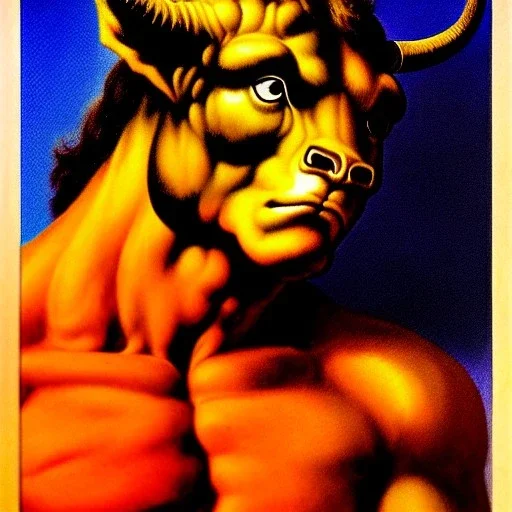 portrait of a Minotaur Boris Vallejo Style