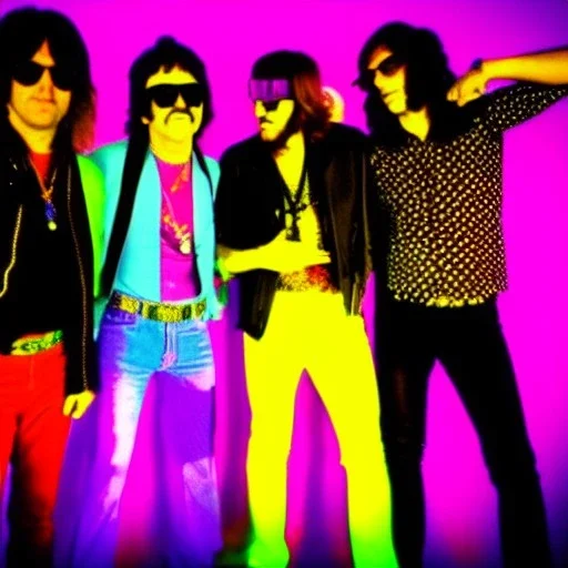 photo, the coolest rock n roll band ever, bright colors, neon lights, party with me