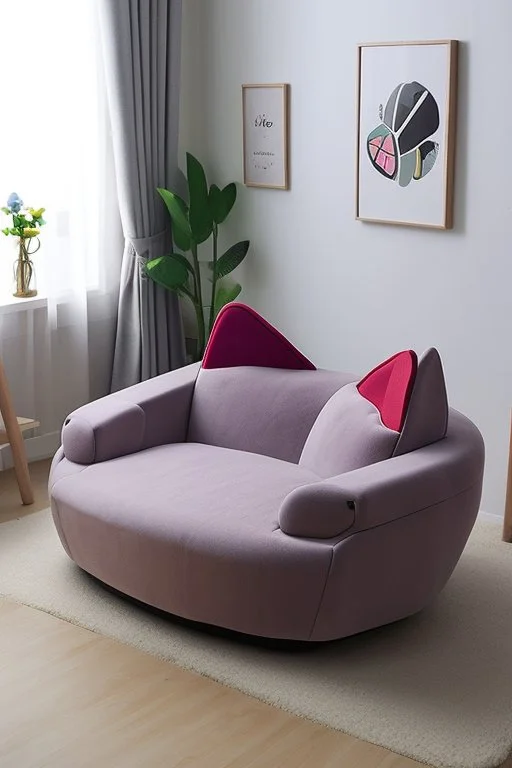 cat shaped sofa in a modern room with soft fluffy carpet on the floor