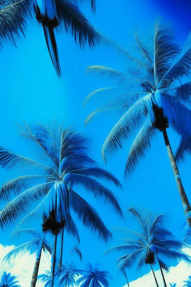 A coconut trees in Indonesia with cleat blu sky. Impresionisme abstract art