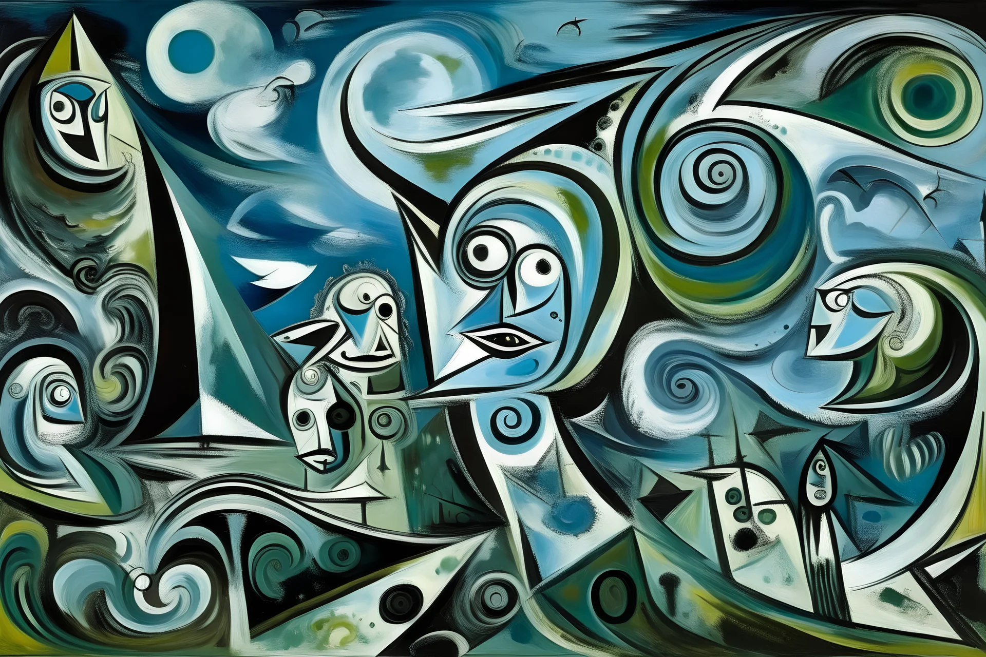 A galactic nightmare realm painted by Pablo Picasso