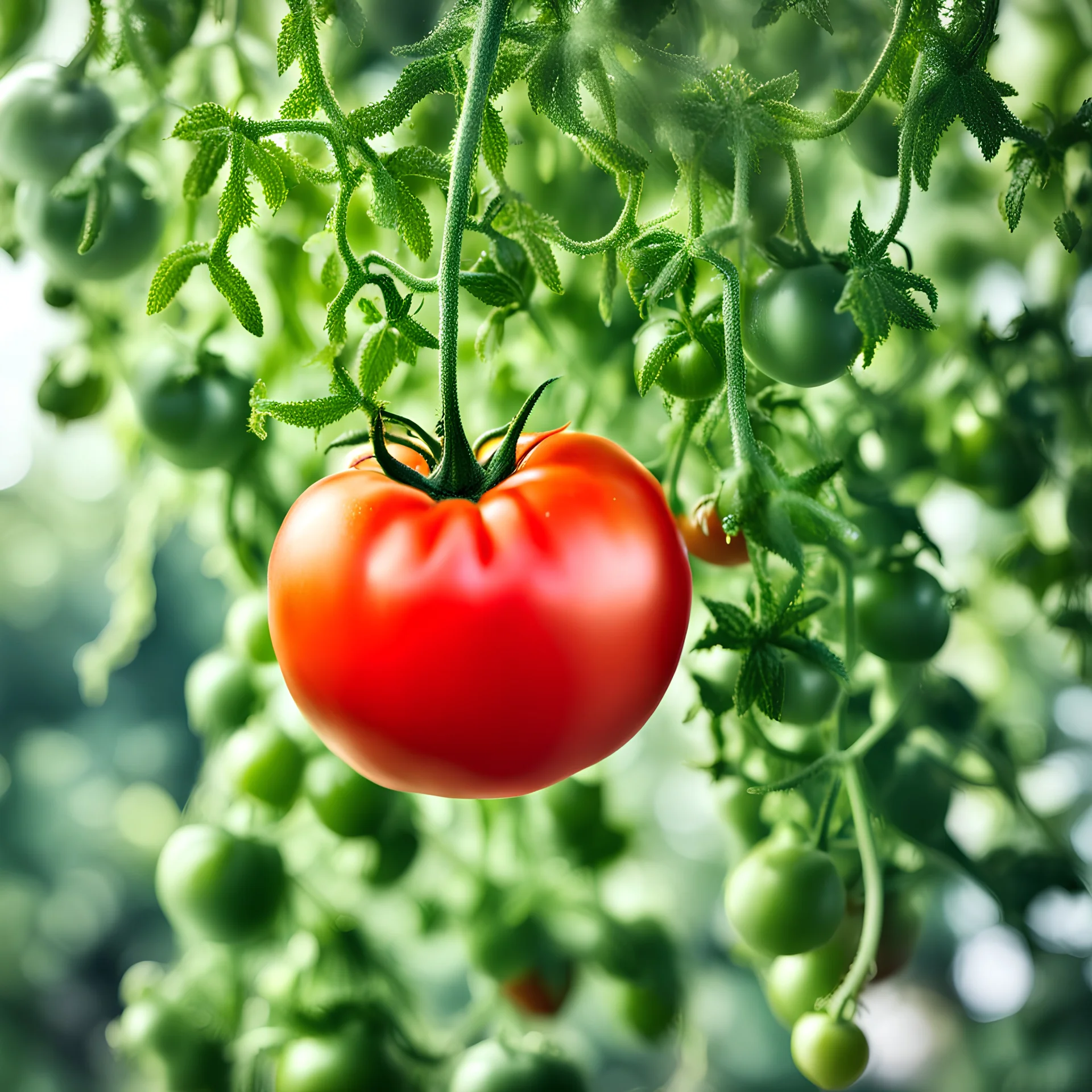 tomato is hanging on the tree