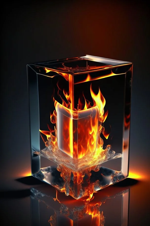 Fire in square glass