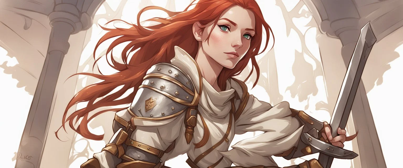 Teenaged Female Red haired kitsune paladin/bard