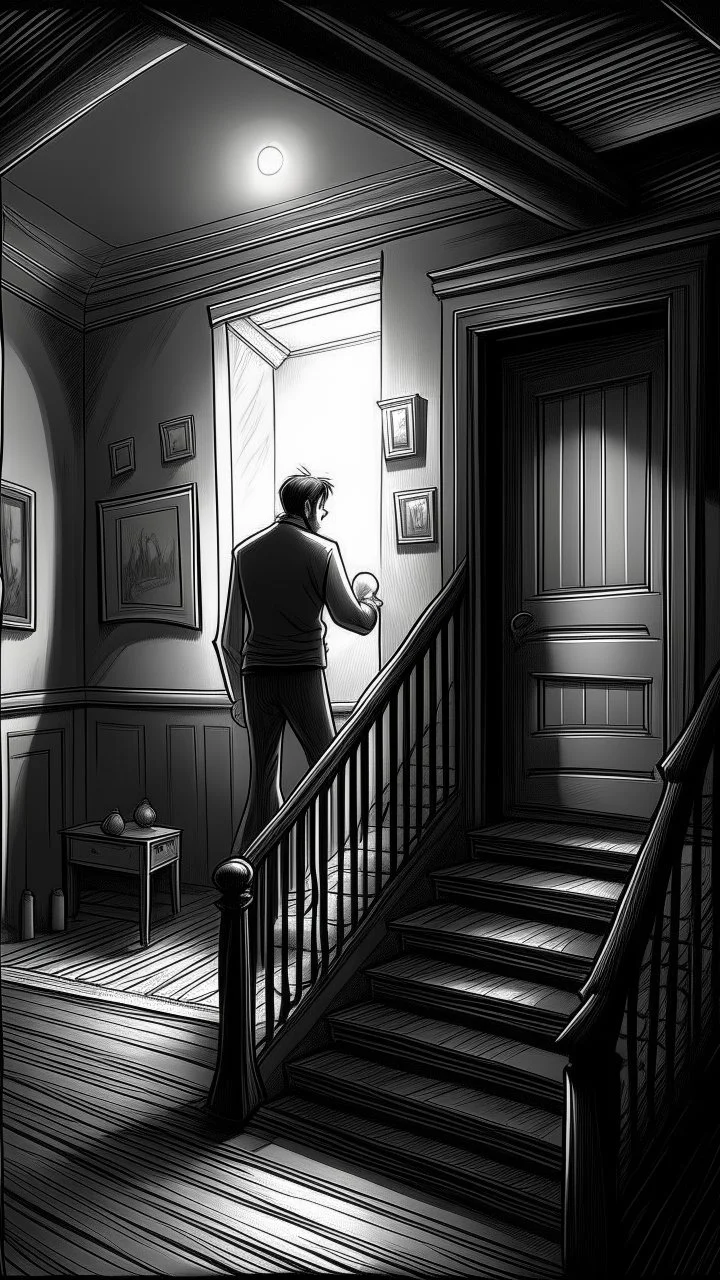 In this exciting chapter, the description delves into Jason's experience when one night he wakes up to a strange sound coming from upstairs. Curiosity and concern are shown in his decision to check the source, and when he reaches the top floor, he discovers a room that was closed that is slowly opening in front of him. The description leaves the reader with the mysterious image of the room and furniture that moves as if an invisible person is manipulating it. The description raises tension and q