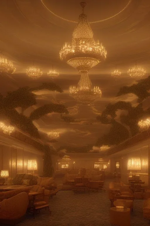 The Overlook Hotel, nostalgic, warm, led lights.