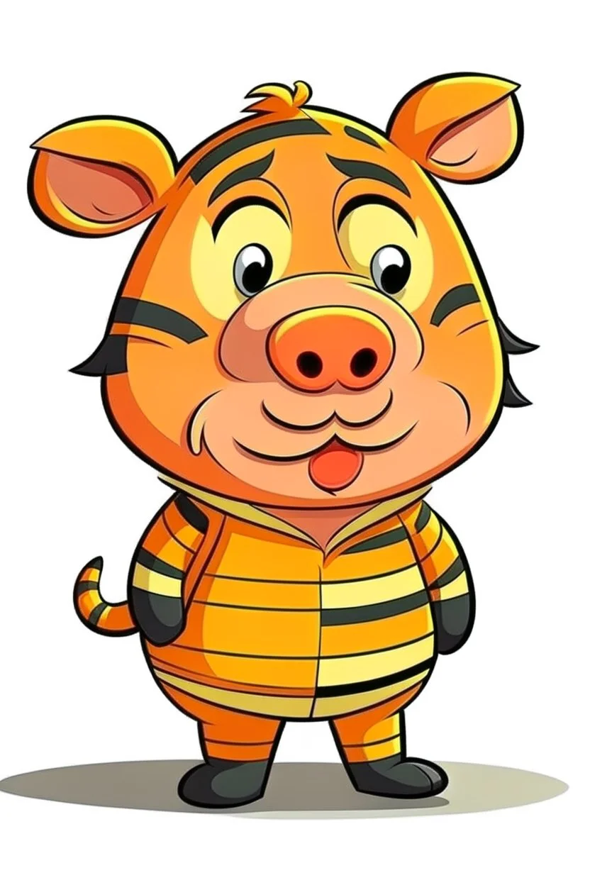 a cartoon pig in a tiger costume