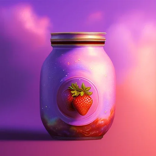 pixar style, realistic painting of a jar full with strawberry jam, volumetric pink sky environment and background, volumetric lighting, dramatic lighting, detailed digital painting, extreme dense and fine, anime, ornate, colour-washed colors, elegant, small minutiae, tiny features, particulars, centered, smooth, sharp focus, renderman gofur render, 8k, uhd, detailed eyes, realistic shaded volumetric lighting, caustics, backlight