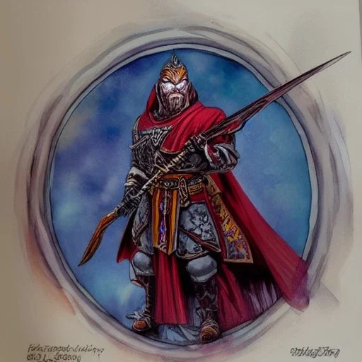 dungeons and dragons, fantasy, dwarf, dark priest, full plate armour, ironclad, dark silvery metal, dark red glow, watercolour, large strokes, distinct face, portrait, head