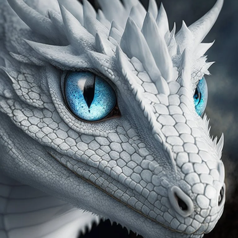 A white dragon with pleasant eyes