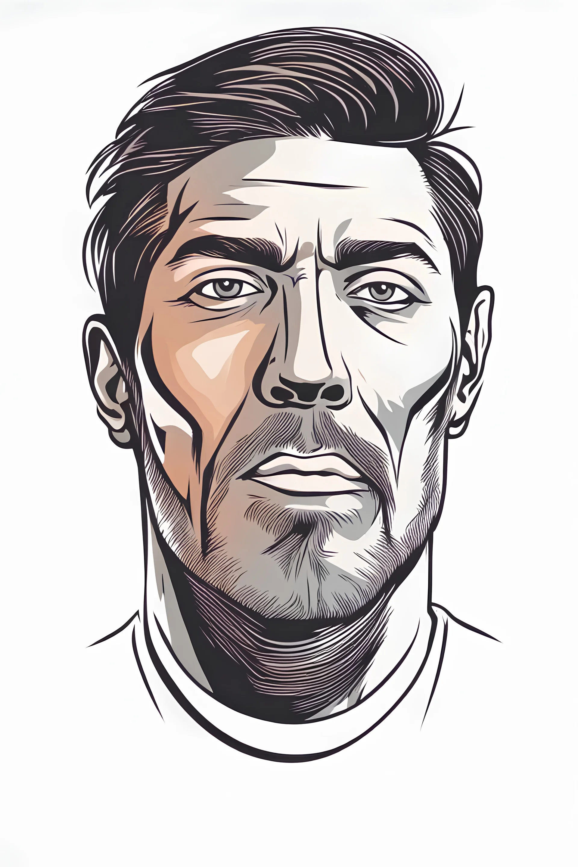 man face on white background, 3 colors vector style