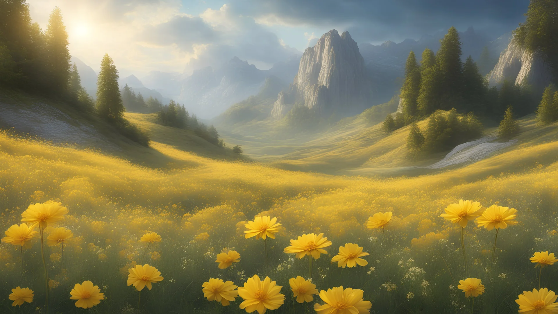 paesaggio fatato fiori gialli