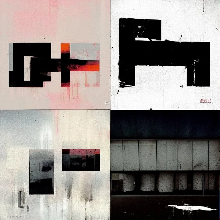 Minimal contemporary oil paintings of concrete walled carpark covered in typography graphic. In the style of Justin Mortimer and Francis Bacon.