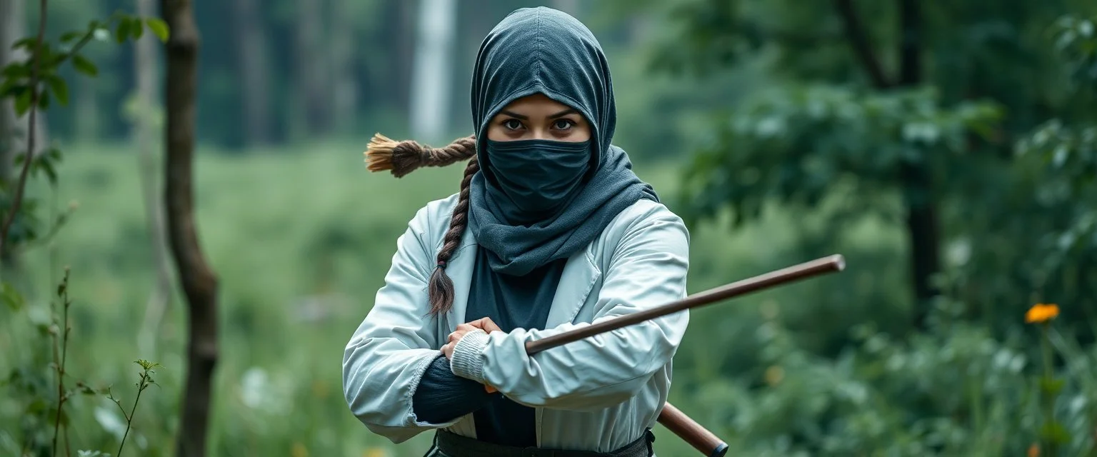 female ninja doctor in the wild