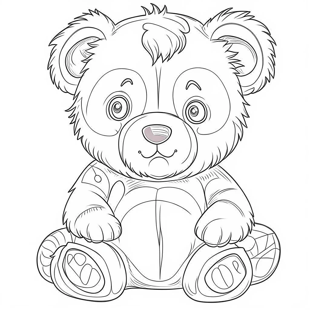 outline art for cute baby bear coloring page for kids, white background, sketch style, full body, only use outline, cartoon style, clean line art, no shadows, clear and well outlined