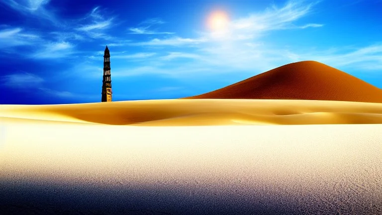 White desert sands with black tower painterly fantasy art