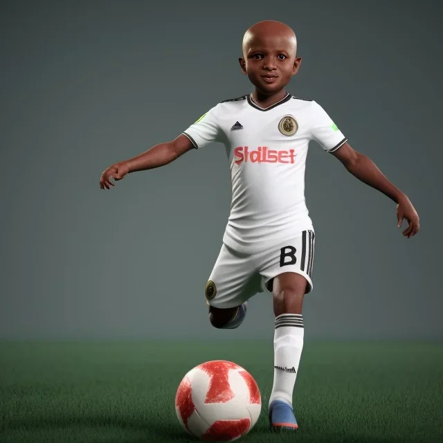  the Egyptian soccer player Shikabala as a child ,baby face,He is wearing a Zamalek Club T-shirt, full body, Pandora background