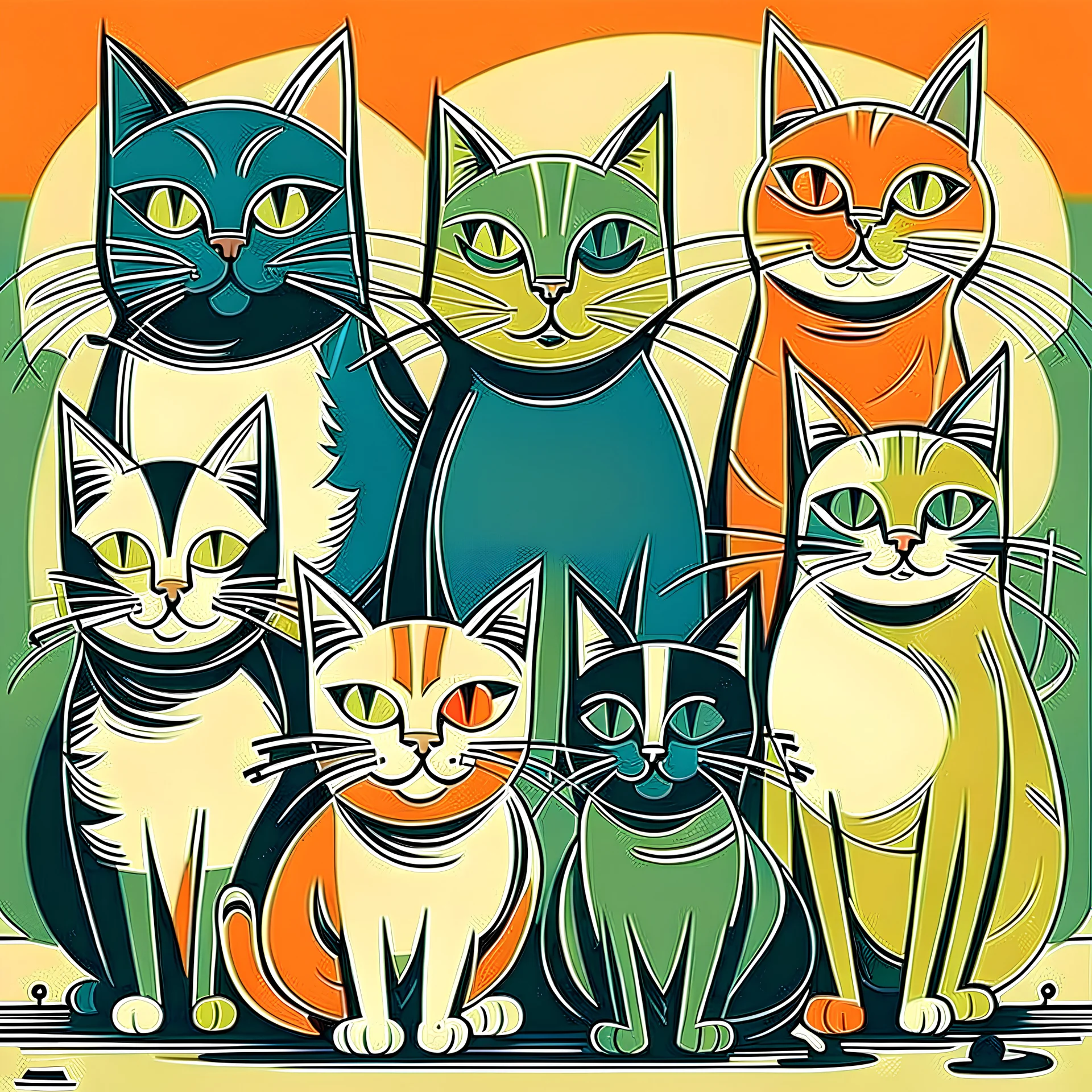 cats estilo dibujo animado retro