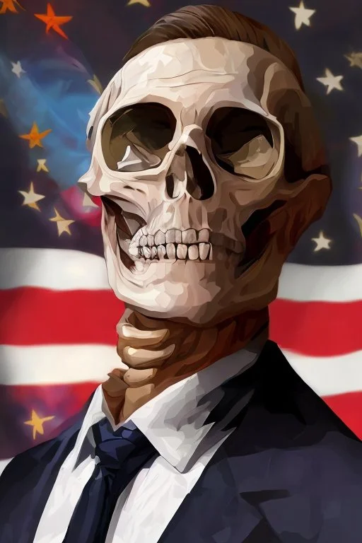 a head and shoulders portrait of a skeleton dressed in a three-piece suit as the president of the united states, based on us currency, united states one dollar bill, shades of green, line ink green drawing, real-life, colors match the united states one dollar bill, realistic, robotic,