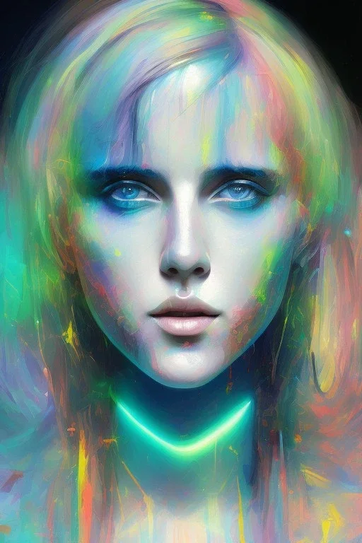  Danish singer MØ face,neon tones,Abstract Yoji Shinkawa,