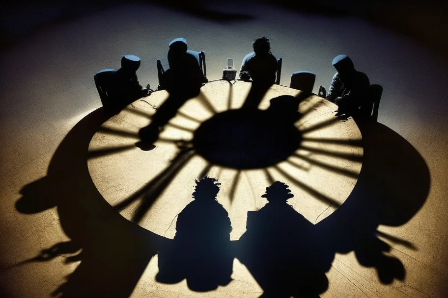 reunion de sombras en una mesa redonda