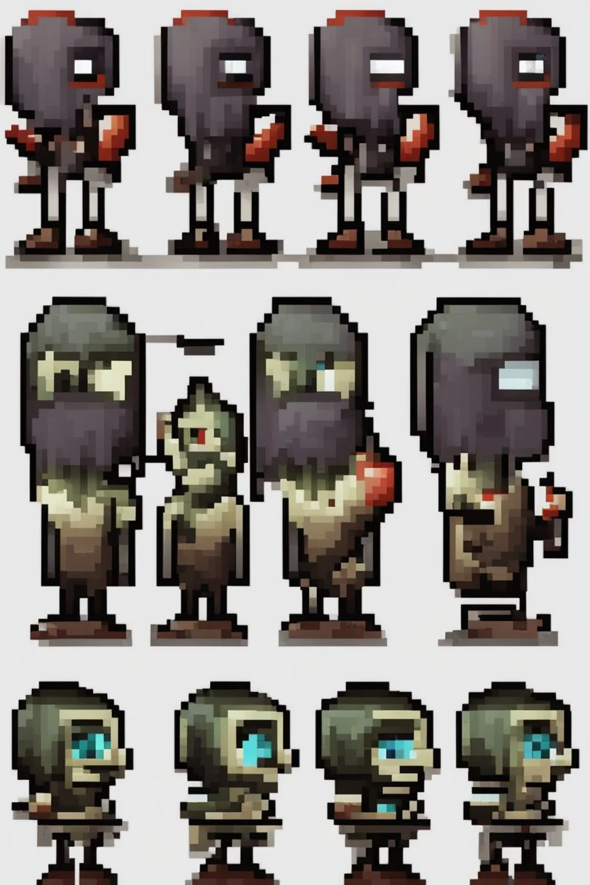 pixel undead sprite for pixel game side view idle. --ar 9:16