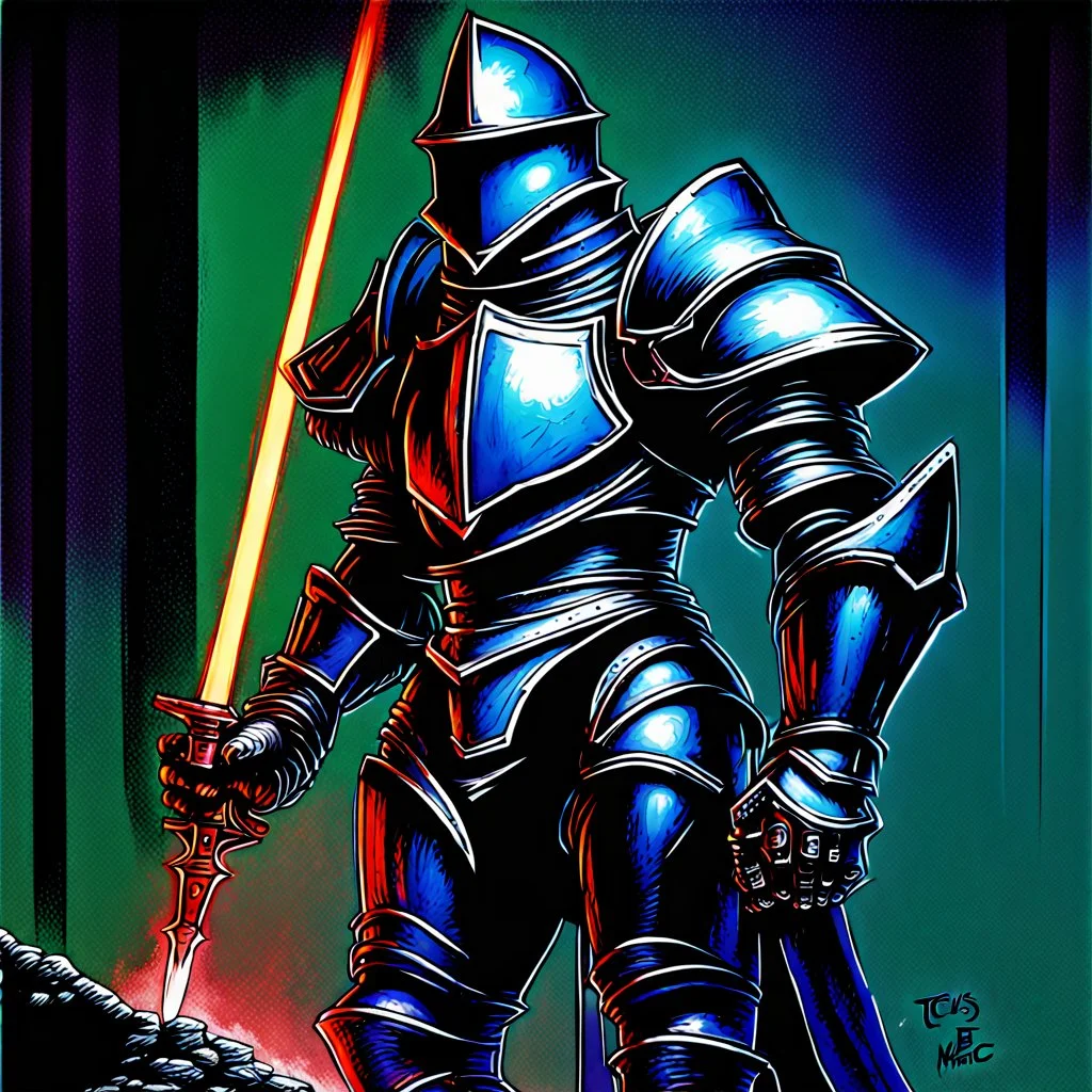 fantasy space knight 90's tcg art