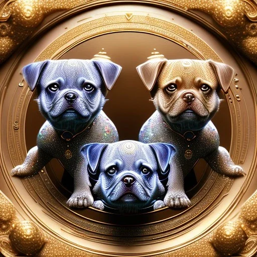 3d cute puppies, beautiful rich, detailed yin and yang symbol, shiny, intricate, gorgeous, ultrafine detail, hyperrealism, trending , sharp focus, intricate details, highly detailed, glowing, glitter, complementary colours