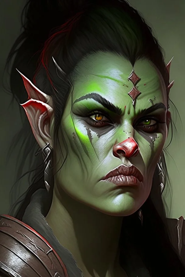 beautiful half orc woman