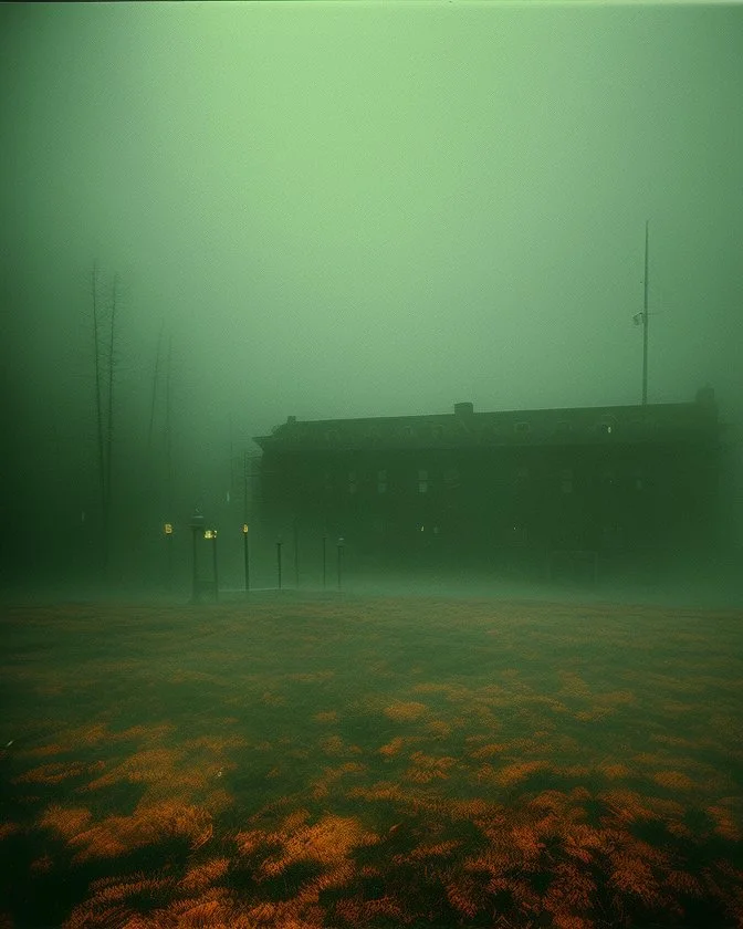 Dark street creepy fog colours strong texture nightmare 8k artistic Photography volumetric light, Yves Tanguy Max Ernst Gustav Klimt