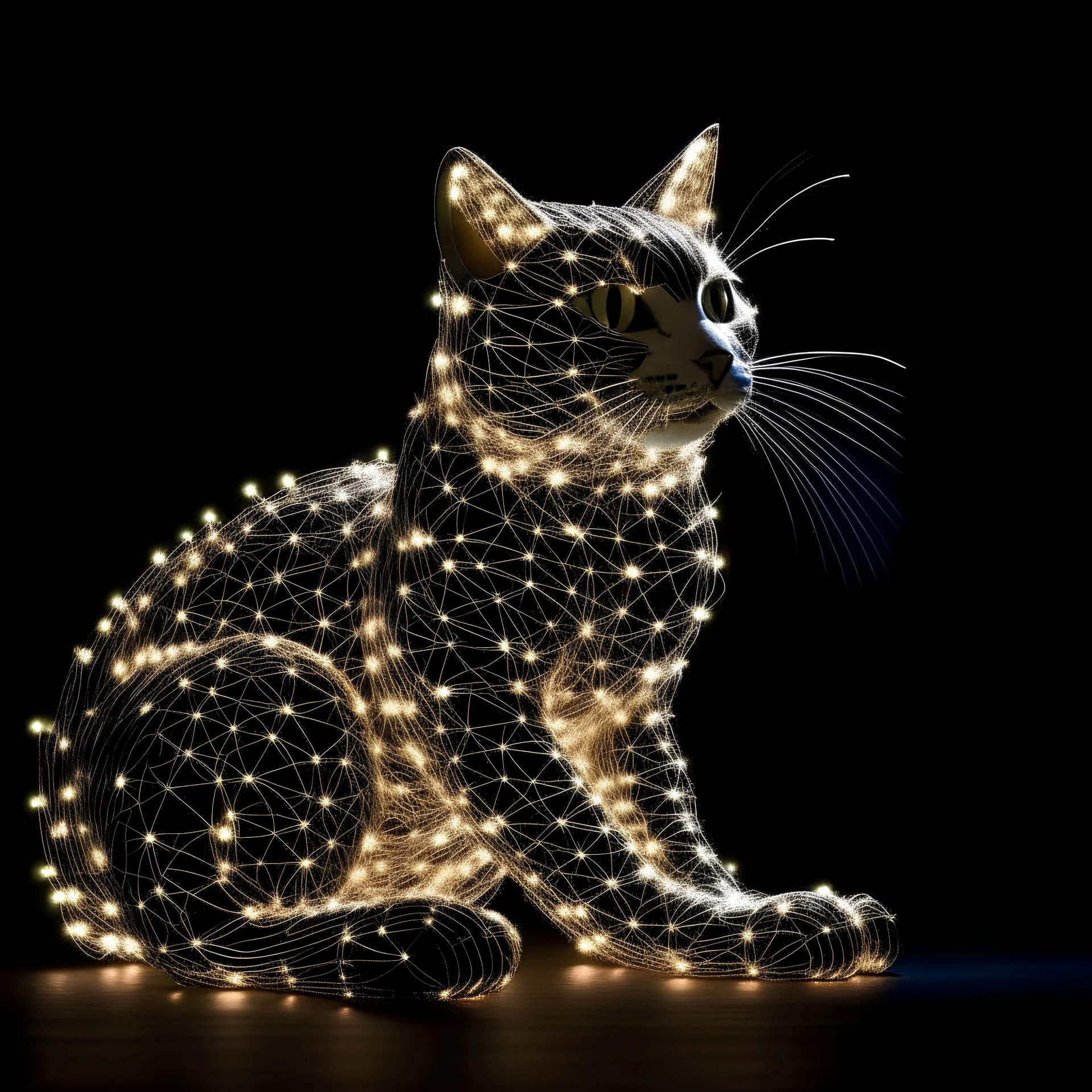 A cat made of lightsA cat made of lights