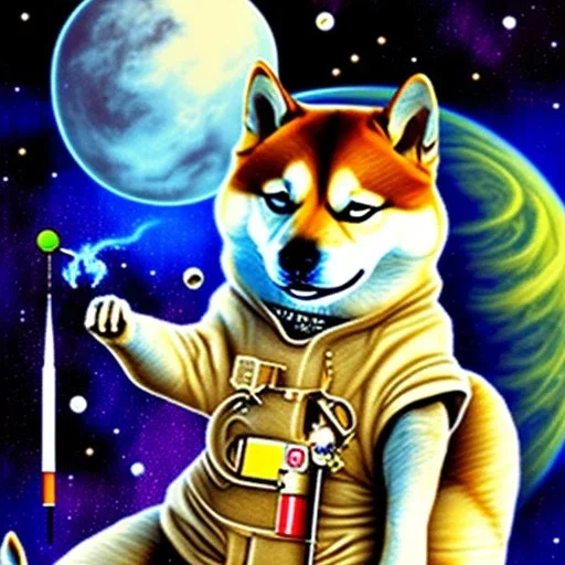 shiba inu smoking dank in space