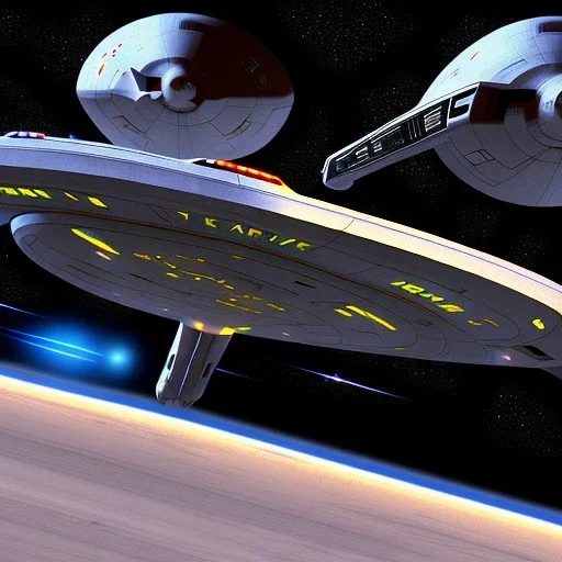 Star trek ship, Enterprise, 2 nacelles