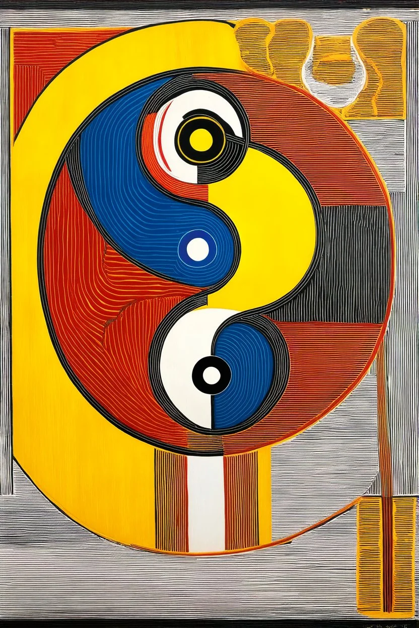 "Teleo"; Golden Ratio; Ecstatic; a yin/ gang contrast between the styles of Friedensreich Hundertwasser and Fernand Leger.