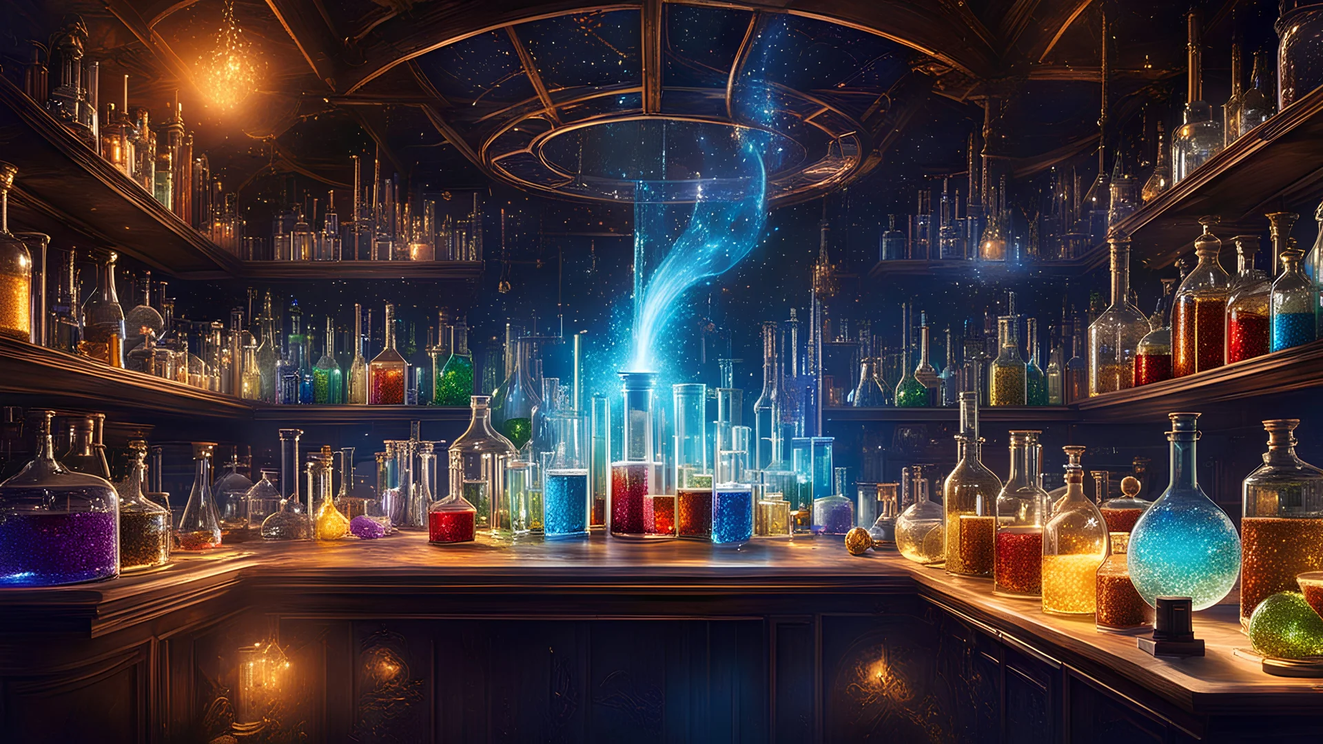 Dans le laboratoire de chimie fantastique, Les alambics chantent des mélodies magiques. Des fioles scintillantes dansent avec éclat, Révélant les secrets de l'univers éclatant. Les potions et les élixirs, une symphonie de couleurs, Dans ce sanctuaire de connaissances et de valeurs. Expériences extravagantes, découvertes exaltantes, Dans ce laboratoire où la science devient enchanteresse.