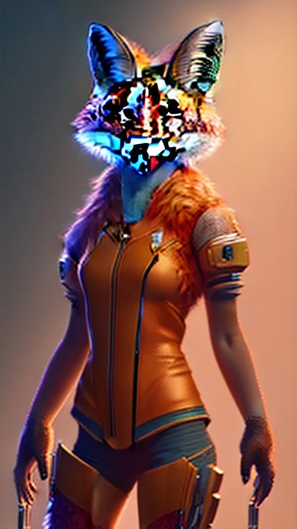 A fox fursona, Trending on artstation, Furry art, Digital art, Cyberpunk, High quality, Backlighting