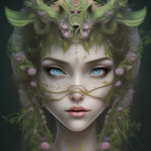 disney, epic dark queen, forest green, majestic, ominous, wildflowers background, intricate, masterpiece, expert, insanely detailed, 4k resolution, retroanime style, cute big circular reflective eyes, cinematic smooth, intricate detail , soft smooth lighting, soft pastel colors, painted Rena