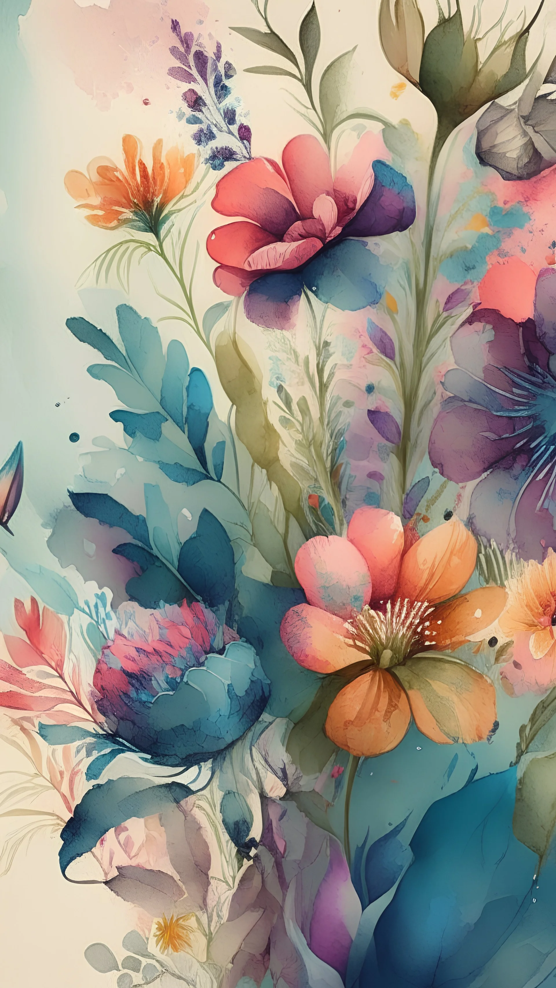 Armies,flower,plant,colourful,watercolor ,pattern,4k